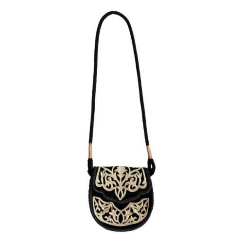 Borgio kleine geborduurde tas van fluweel Antik Batik , Black , Dames