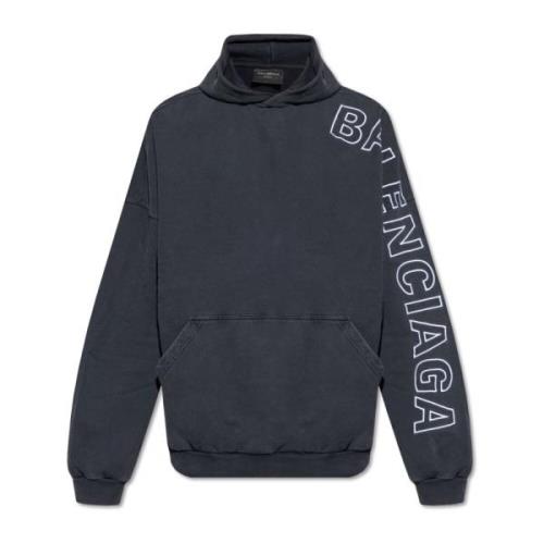 Sweatshirt met logo Balenciaga , Gray , Heren