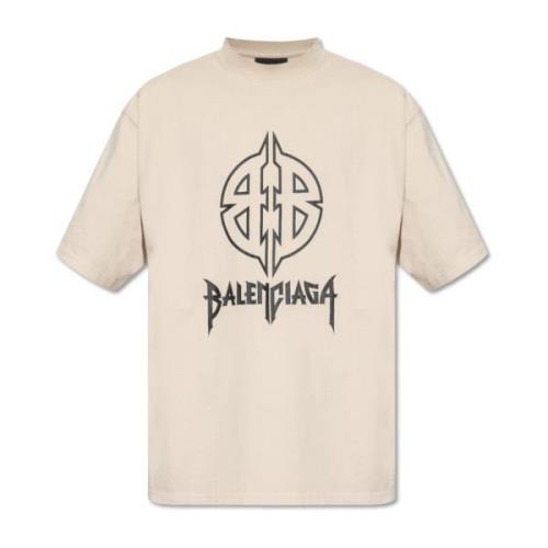 T-shirt met logo Balenciaga , Beige , Heren