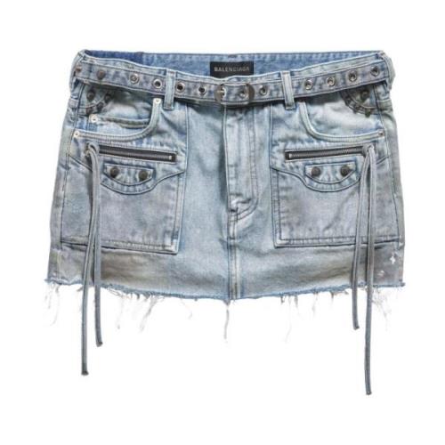 Cagole Denim Mini Rok Balenciaga , Blue , Dames