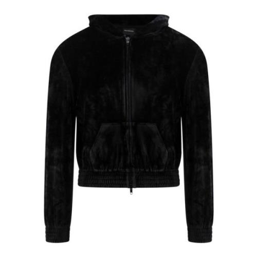 Zwarte hoodie met ritssluiting en strass detail Balenciaga , Black , H...