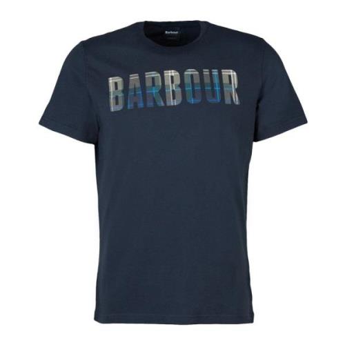 Navy Tartan Grafische T-Shirt Barbour , Blue , Heren