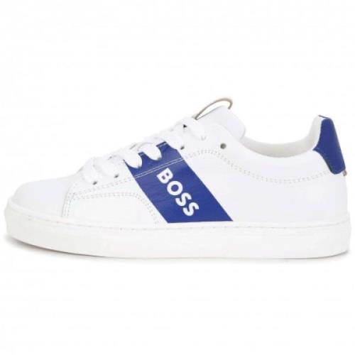 Witte Leren Sneakers Boss , Blue , Heren