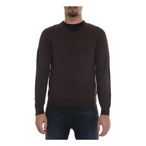 Wol V-hals Pullover Boss , Brown , Heren