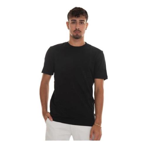 Kort T-shirt met ronde hals en abstract design Boss , Black , Heren
