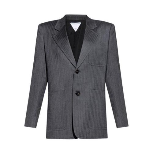 Grijze Wol Herringbone Blazer Bottega Veneta , Gray , Dames