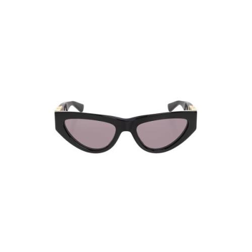 Zwarte Cat-Eye Zonnebril met Gouden Accent Bottega Veneta , Black , Da...