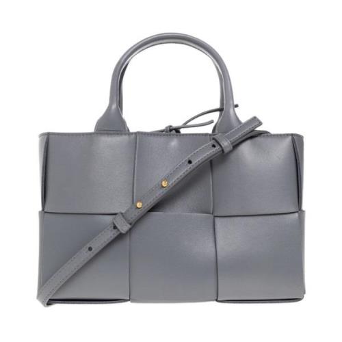 Grijze Mini Shopper Tas met Intreccio Weefsel Bottega Veneta , Gray , ...