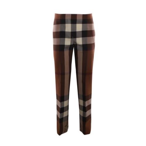 Stijlvolle Bruine Wol Chino`s Burberry , Brown , Dames