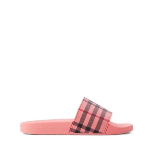 Roze Slider Sandalen met Verhoogde Belet Burberry , Pink , Dames