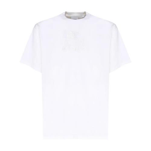 Witte Katoenen T-shirt met Equestrian Decoratie Burberry , White , Her...