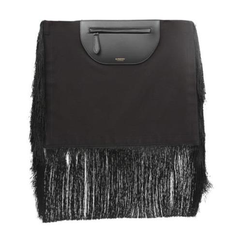 Olympia Fringe Detail Clutch Tas Burberry , Black , Dames