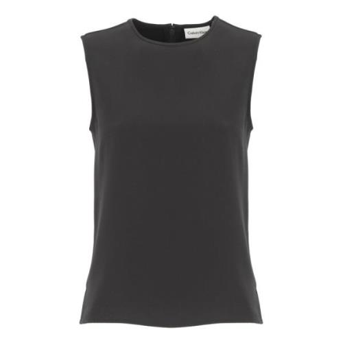 Stijlvolle Zwarte Twill Stof Top voor Vrouwen Calvin Klein , Black , D...