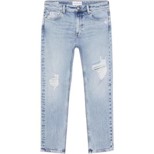 Blauwe Distressed Jeans voor Heren Calvin Klein , Blue , Heren