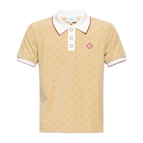 Polo shirt met fluwelen patroon Casablanca , Beige , Heren