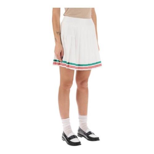 Geplooide zijden tennis mini rok met gestreepte afwerking Casablanca ,...