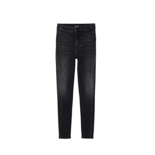 Zwarte skinny jeans met geborduurde details Desigual , Black , Dames