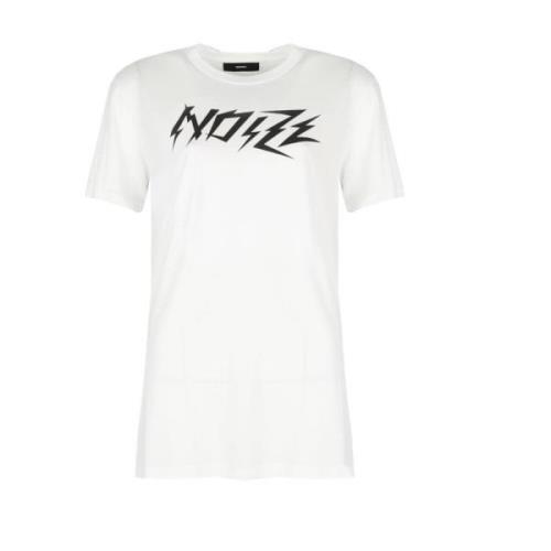 Casual Oversized T-shirt met Korte Mouwen Diesel , White , Dames