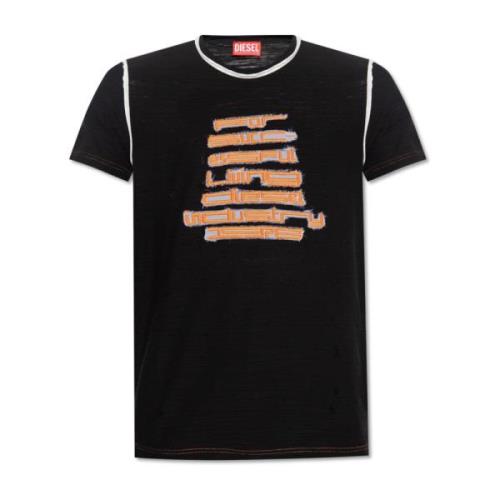 ‘T-Diegor-Raw-N2’ T-shirt Diesel , Black , Heren