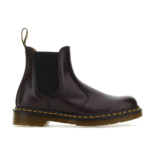 Aubergine Leren Enkellaarzen Dr. Martens , Purple , Dames