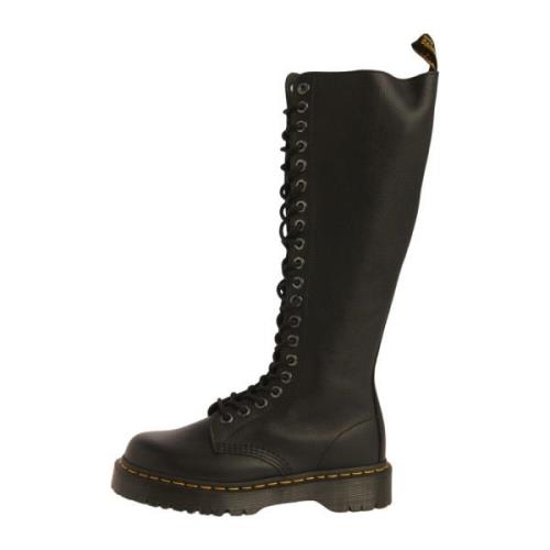 Zwarte leren platte schoenen Dr. Martens , Black , Dames