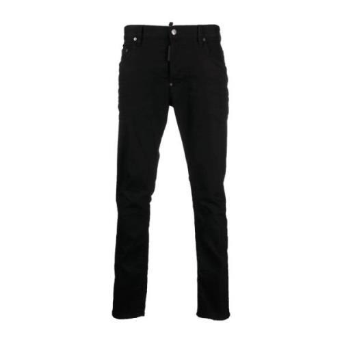 Slim-Fit Zwarte Jeans voor Moderne Mannen Dsquared2 , Black , Heren
