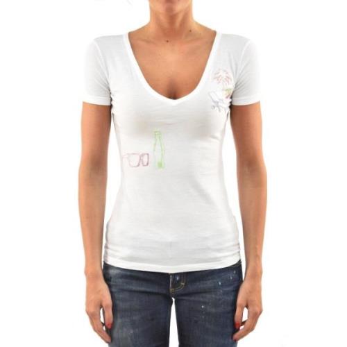 Retro V-Hals Katoenen T-Shirt Dsquared2 , White , Dames