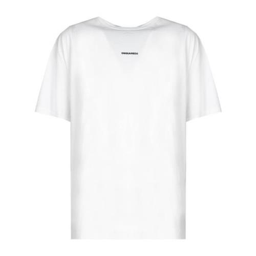 Oversized 3D Print T-shirt voor Heren Dsquared2 , White , Heren