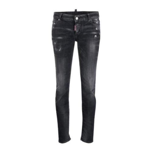 Vintage Slim-Fit Distressed Jeans Dsquared2 , Black , Dames