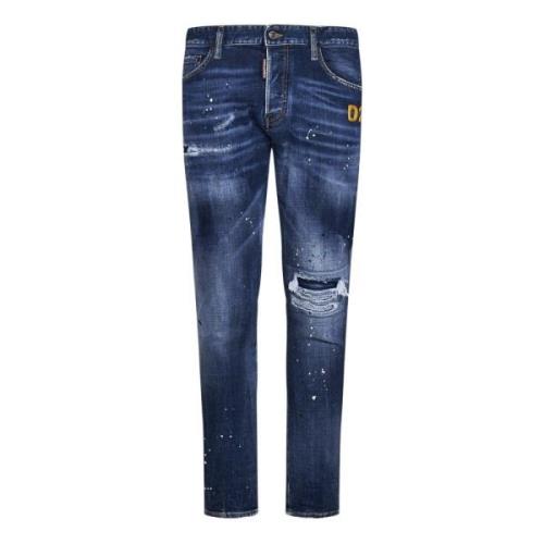 Blauwe Slim-Fit Jeans Aw22 Dsquared2 , Blue , Heren