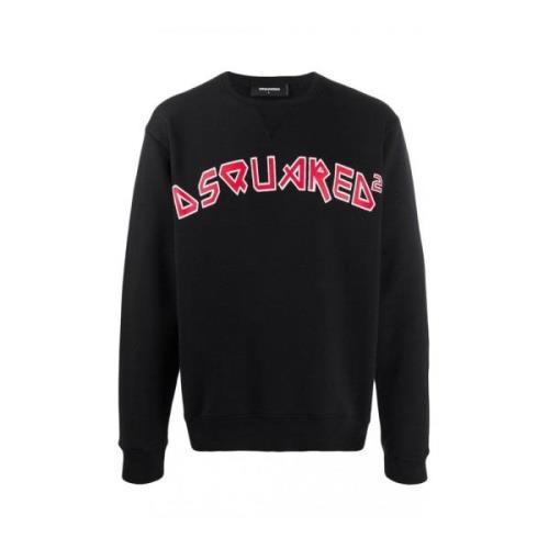 Sweatshirt met Fantasievolle Tekst Dsquared2 , Black , Heren