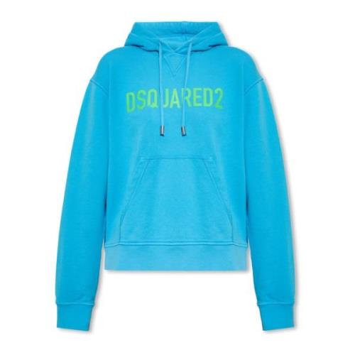 Hoodie met logo Dsquared2 , Blue , Dames