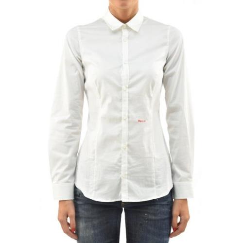 Stijlvol Wit Geborduurd Katoenen Overhemd Dsquared2 , White , Dames