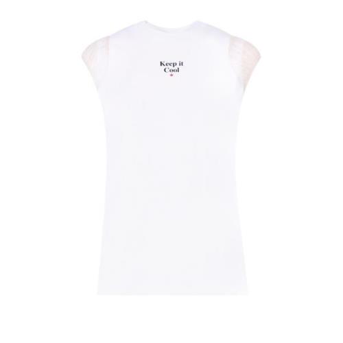 Wit Mouwloos Katoenen T-Shirt met Frontprint Dsquared2 , White , Dames