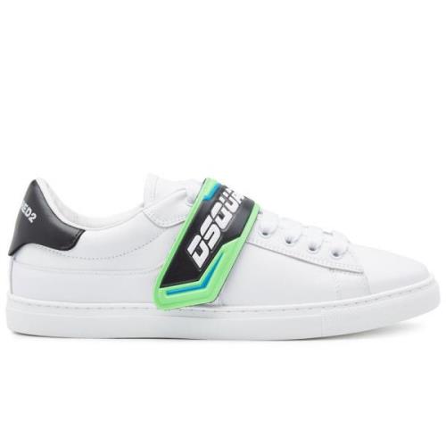 Wit/Groen Logo Strap Sneakers Dsquared2 , White , Heren