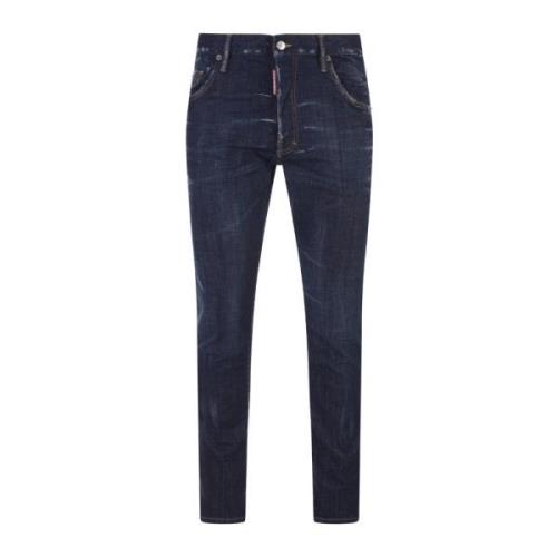 Blauwe Straight-Leg Jeans met Vernietigde Details Dsquared2 , Blue , H...