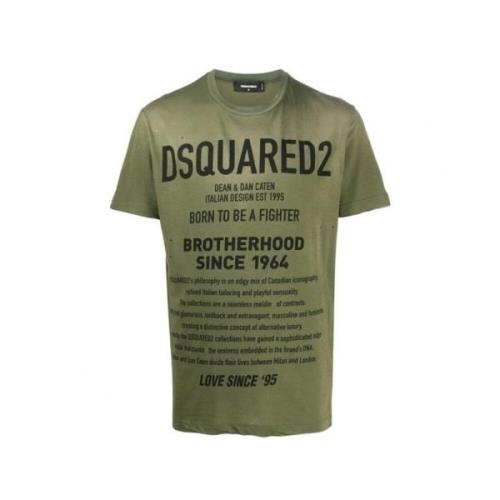 Groene Dsquared T-shirt met Vernietiging Dsquared2 , Green , Heren