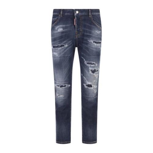 Blauwe Stretch Katoenen Denim Dames Jeans Dsquared2 , Blue , Dames