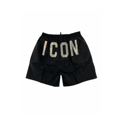 Boxer Icon Shorts - Navy Blue Sportstijl Dsquared2 , Black , Heren