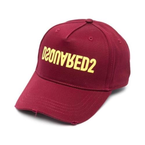 Bordeaux Logo Baseball Cap Dsquared2 , Red , Heren