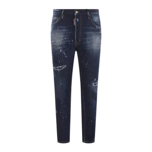 Slim-fit Jeans met Stijlvolle Achterprint Dsquared2 , Blue , Heren