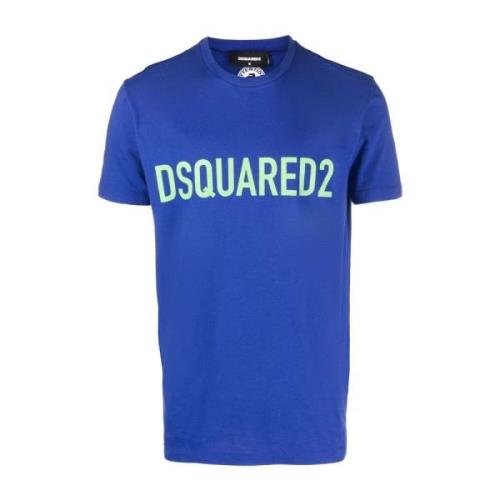 Katoenen T-shirt, Gemaakt in Italië, Maat M Dsquared2 , Blue , Heren