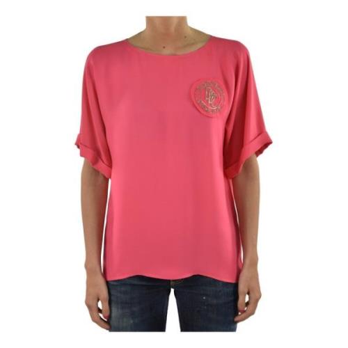 Zijden Logo T-Shirt voor Dames Dsquared2 , Pink , Dames