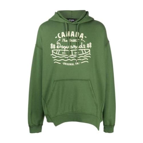 Groene Katoenen Hoodie voor Heren Dsquared2 , Green , Heren