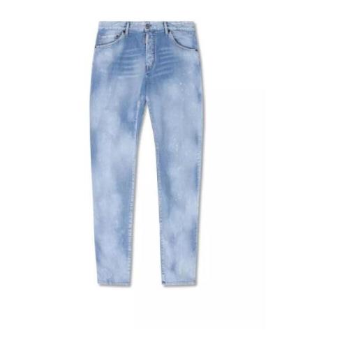 Lichtblauwe Paint Splatter Jeans Dsquared2 , Blue , Heren