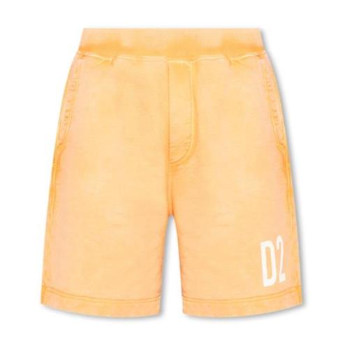 Katoenen shorts met logo Dsquared2 , Yellow , Heren