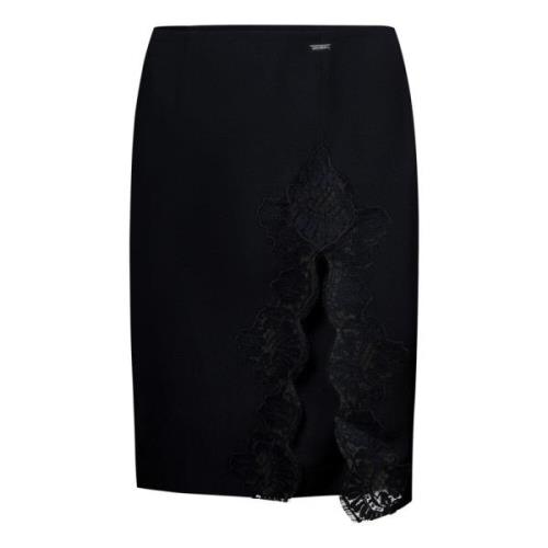 Zwarte Wollen Rok met Bloemenkant Profielen Dsquared2 , Black , Dames