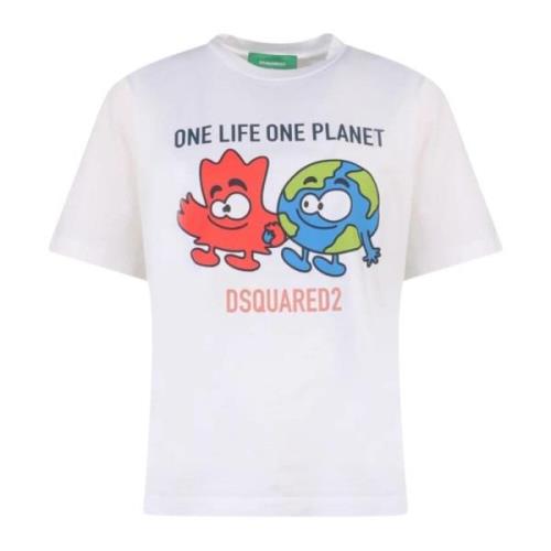 Biologisch katoenen T-shirt met grafische print Dsquared2 , White , Da...