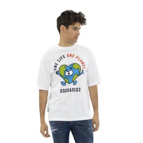 Buddy Earth T-Shirt Dsquared2 , White , Heren