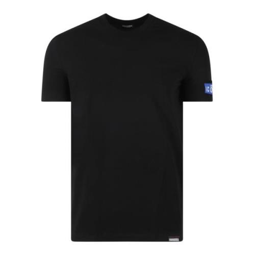 Icon Color Stretch Katoenen T-Shirt Dsquared2 , Black , Heren